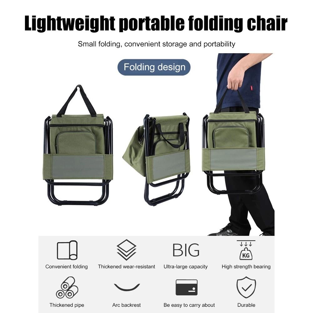 Outdoor Ultralight Folding Chair Ice Cooler Insulated Picnic Bags Ice