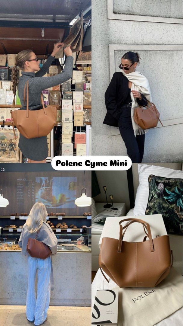 POLÈNE Cyme Mini キャメル テクスチャードバッグ POLÈNE Cyme Mini