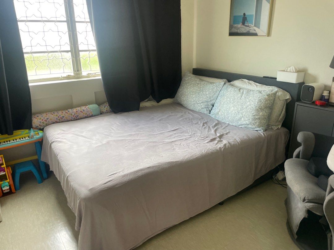 Queen bed frame with mattress, Furniture & Home Living, Furniture, Bed