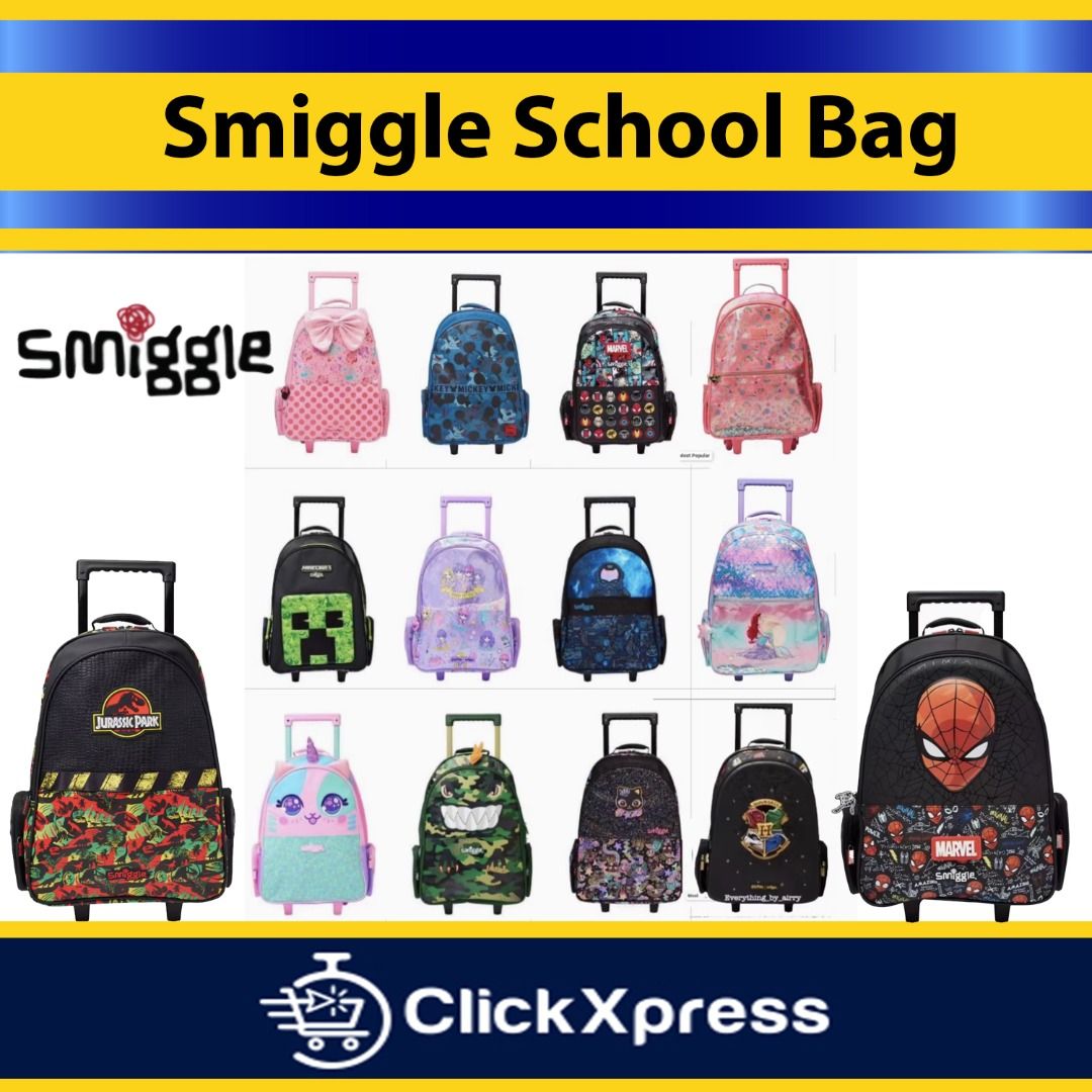 SMIGGLE School Trolley Backpack Kids Backpack Sports Bag Travel Bag Boys Girls Daily Ergo Bag
