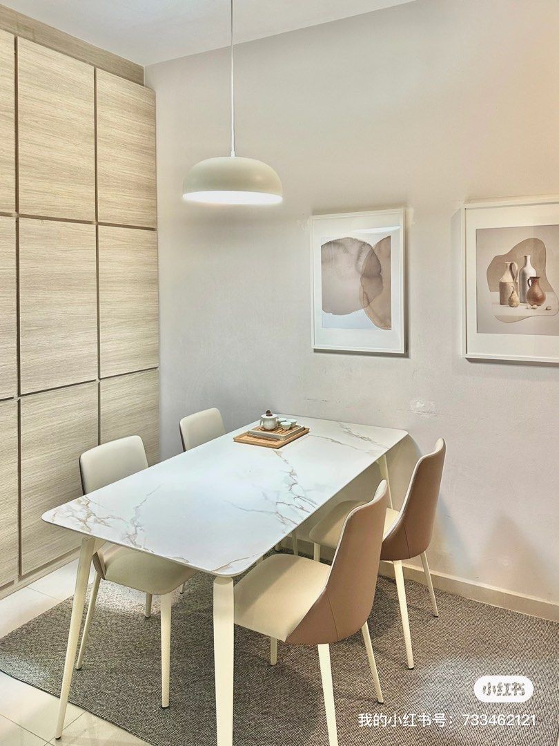 Table Set (Category: Tables & Sets) located in Singapore. Submitted by he.daniel13579 (Listing ID 1330135488, Image 1). Description: Almost new Dining table + 4 chairs 1.6m × 0.8m x 0.75m - SGD 320 Can be picked up after Oct. 24th 📍Beauty World Please PM if interested :).