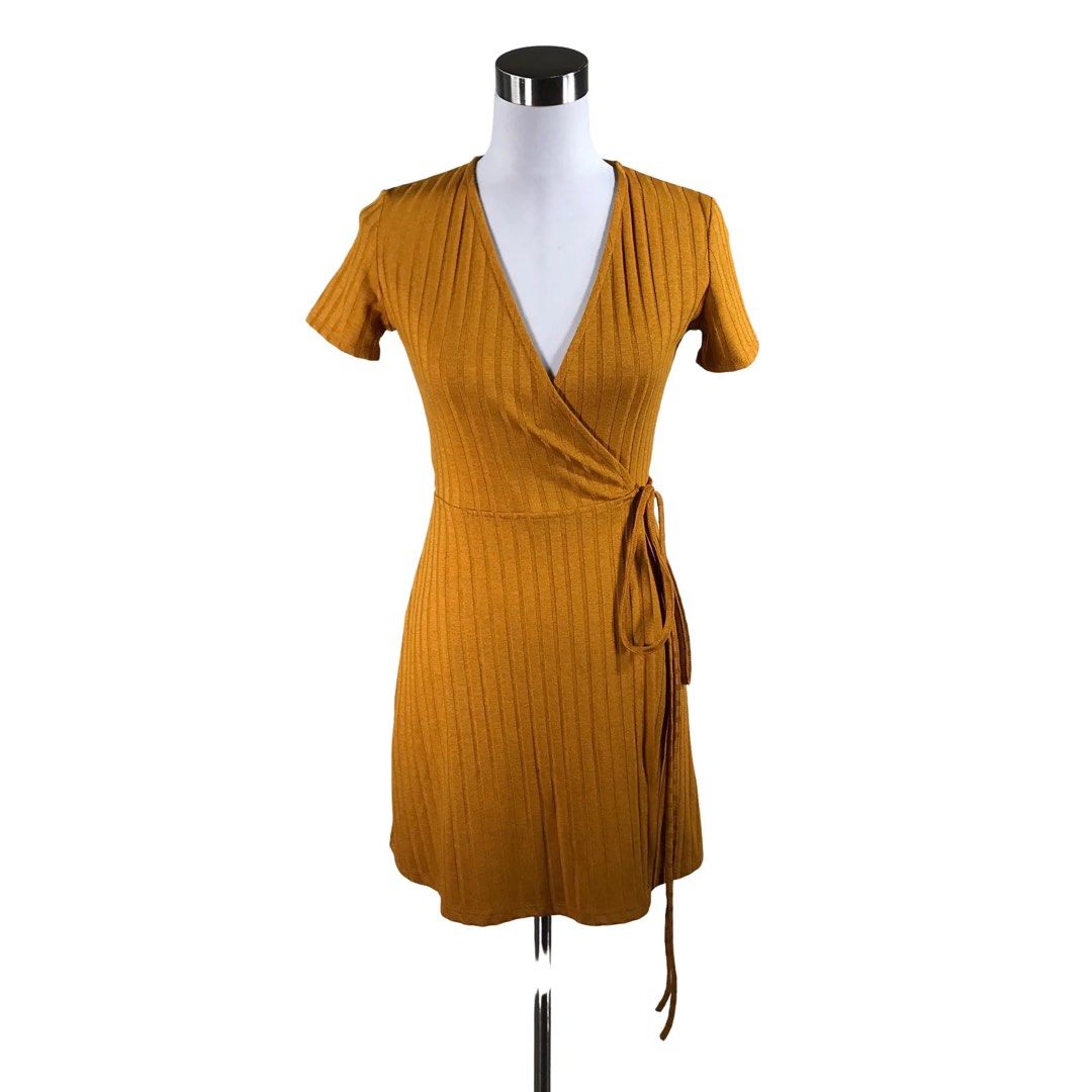 Yellow wrap dress zara outlet