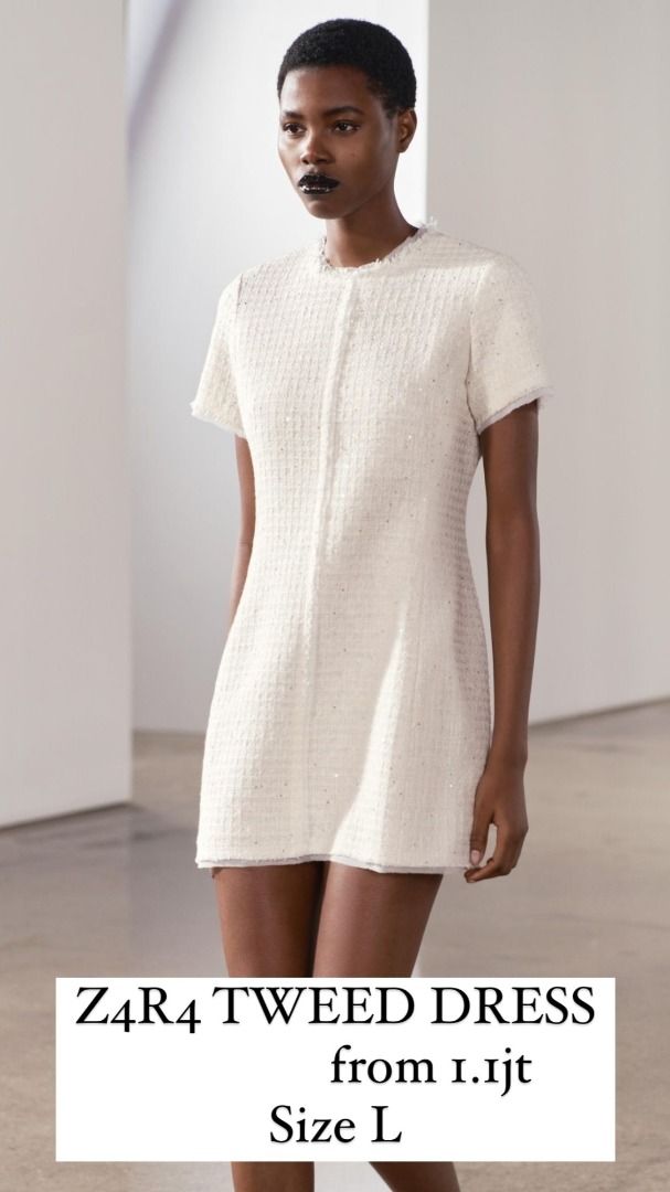 Zara tweed midi dress on sale