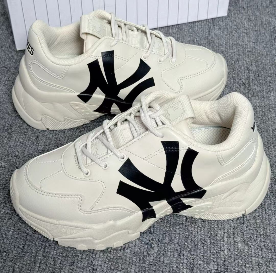 MLB Big Ball Chunky Retro Print Low top Dad Shoes Unisex Beige