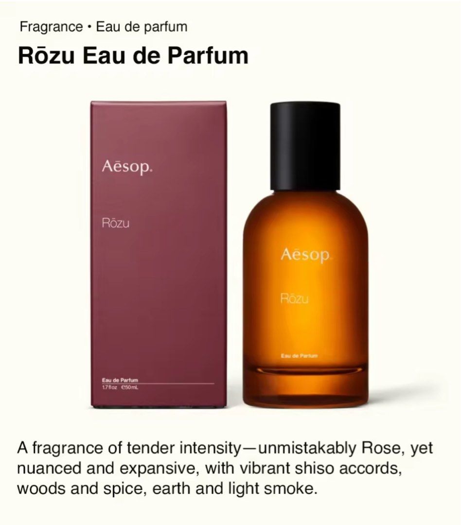 Aesop Brand Rozu Eau De Parfum Aesop Rozu Fragrance Rozu Eau De