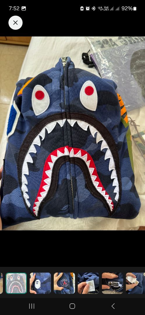 Authentic Bape Shark Hoodie PSG Blue Camo Aape Men s Fashion Coats Jackets and Outerwear on Carousell