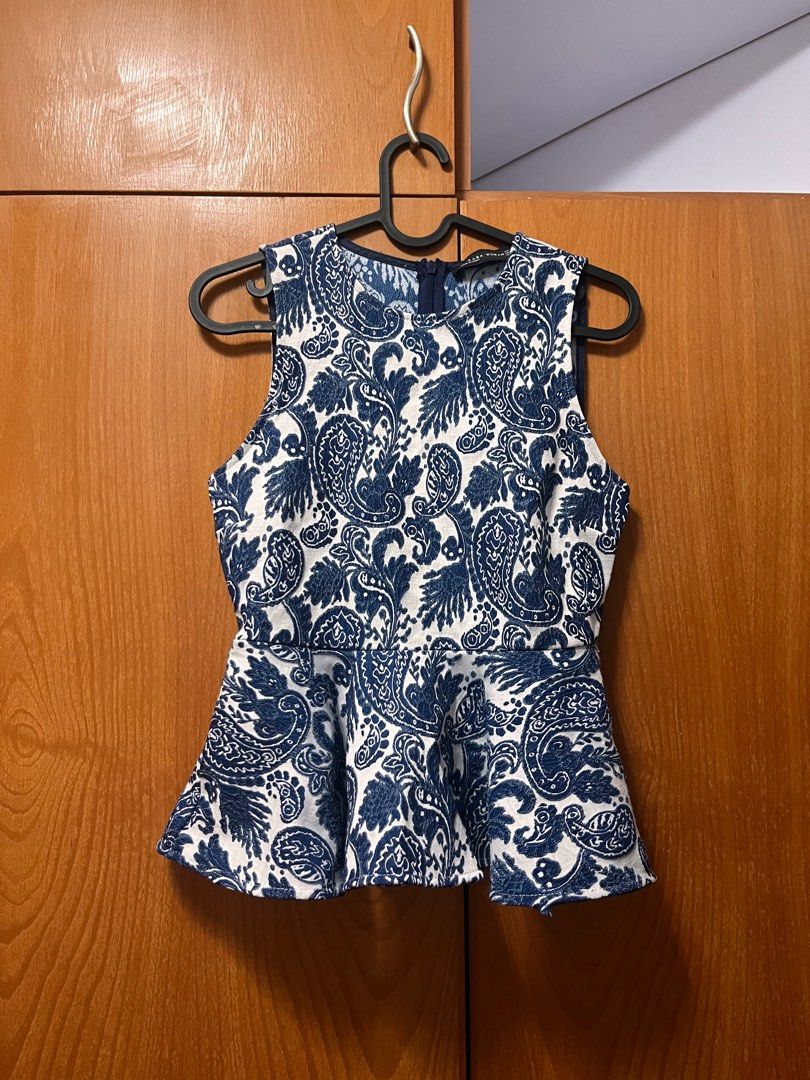 Blue Peplum Top Carousell