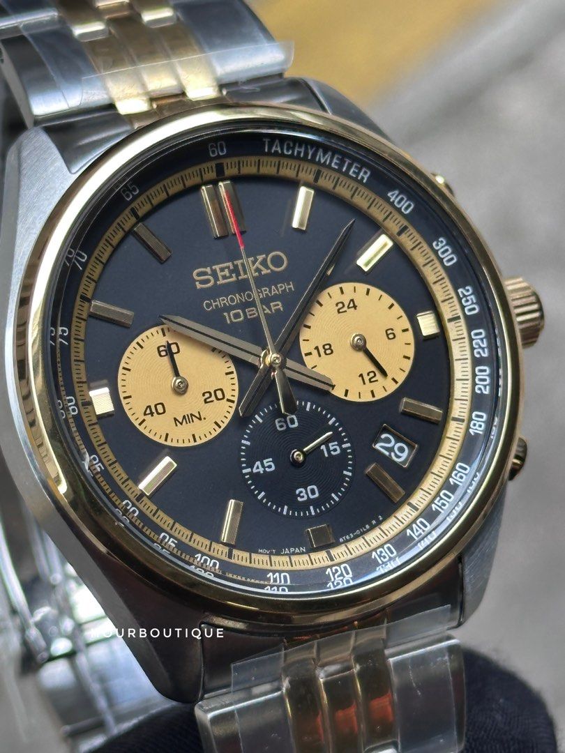 Brand New Seiko Half Gold Quartz Chronograph Watch SSB430P1 Men s Fashion Watches Accessories Watches on Carousell