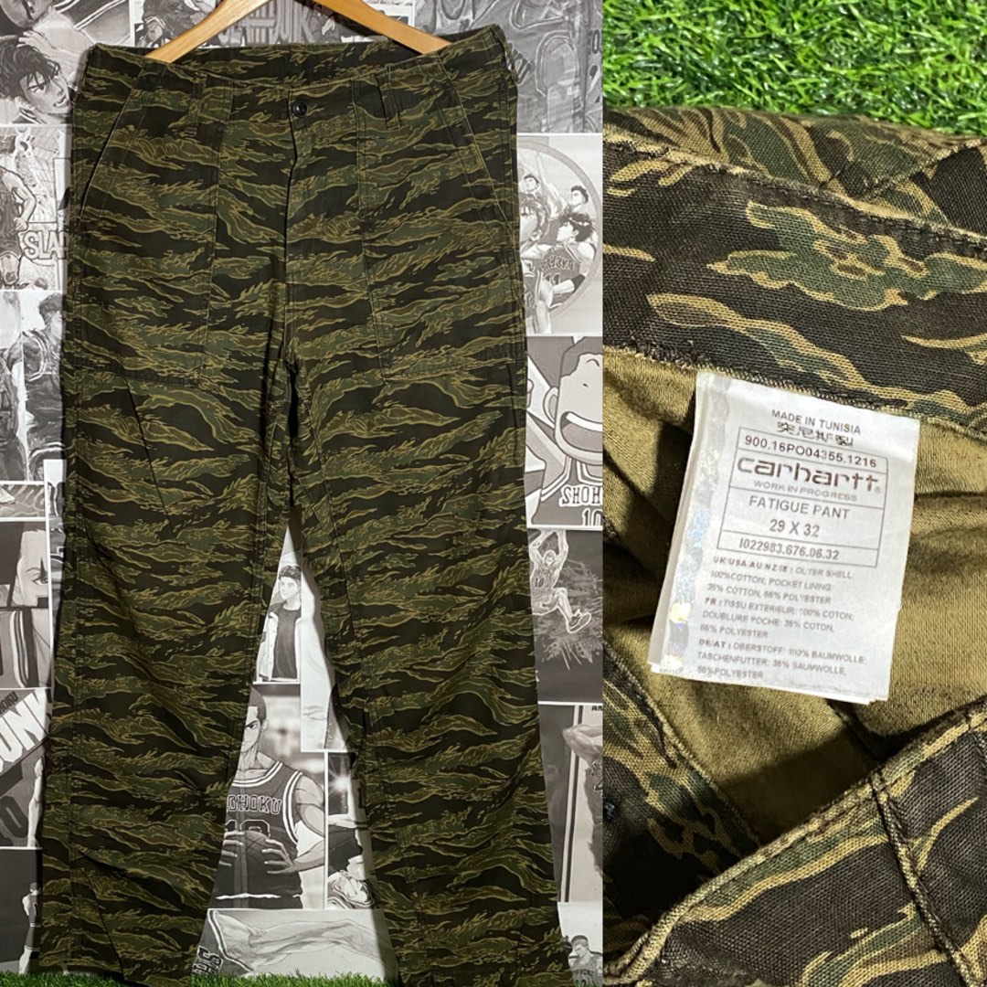 NOW P1499 Carhartt WIP Work In Progress Tiger Camo Fatigue Pants Men s Fashion Activewear on Carousell