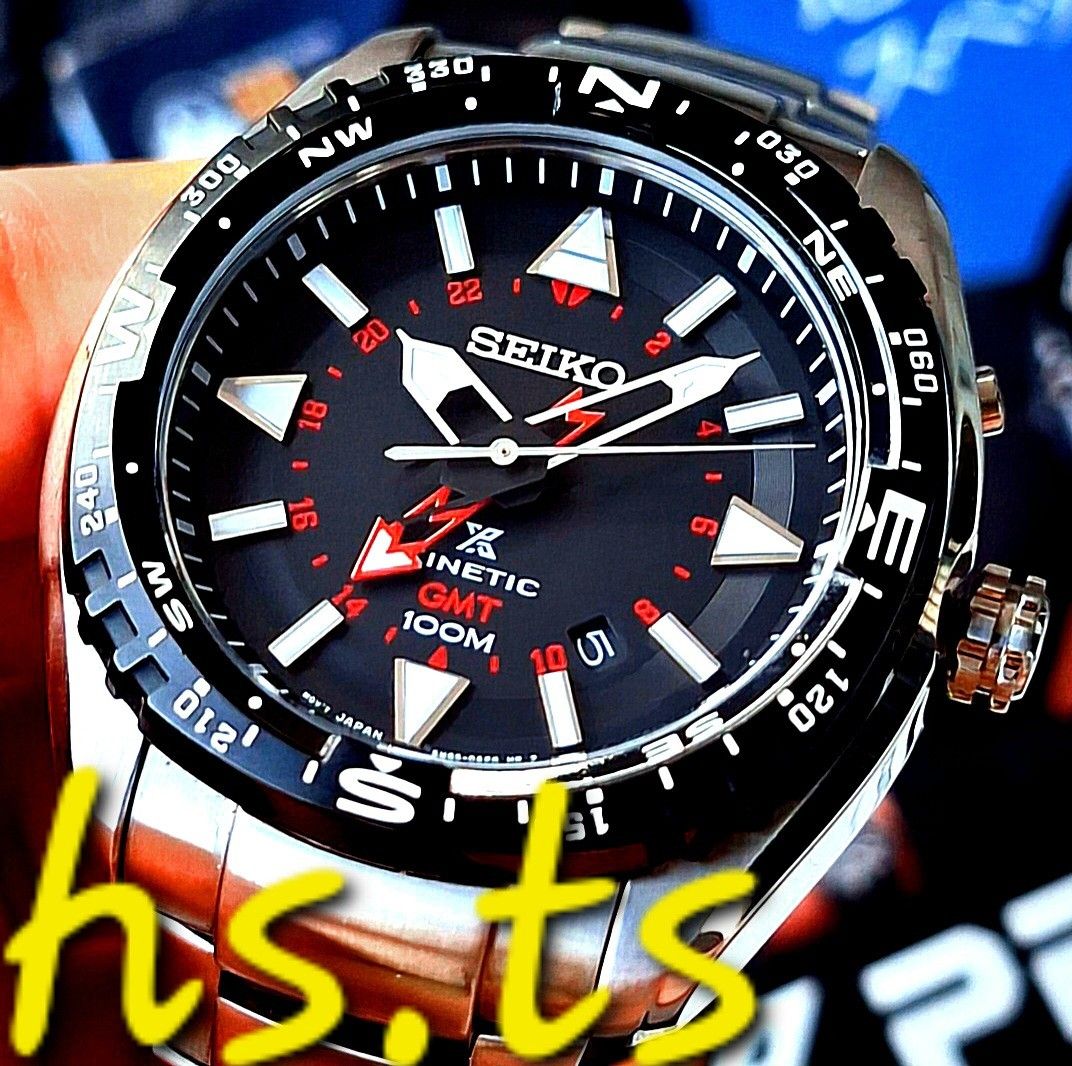 CHEAPEST 2024 Seiko GMT Black Red Compass 44mm Kinetic Sports Watch SUN049P1 Discontinued Men s Fashion Watches Accessories Watches on Carousell