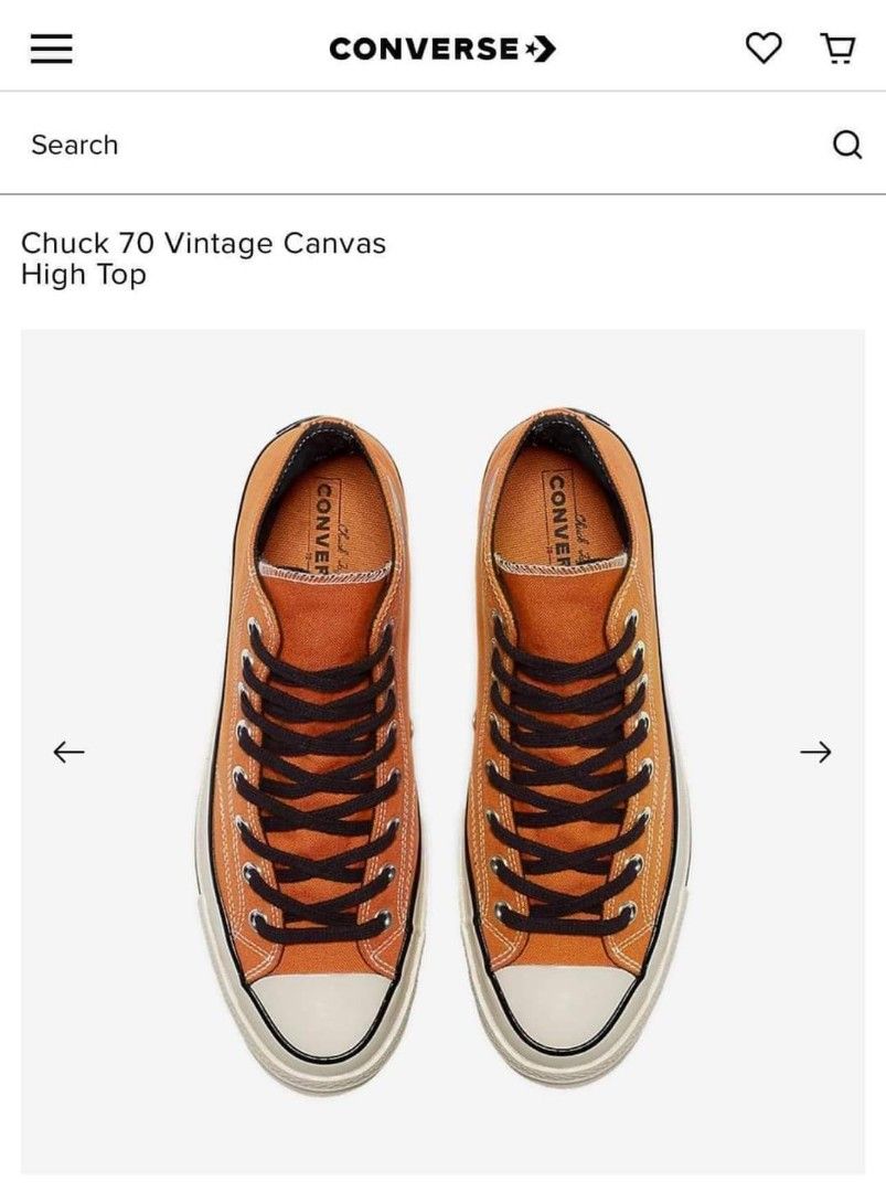 Converse Chuck 70 vintage canvas high top Orange 163331C original Fesyen Wanita Sepatu di Carousell