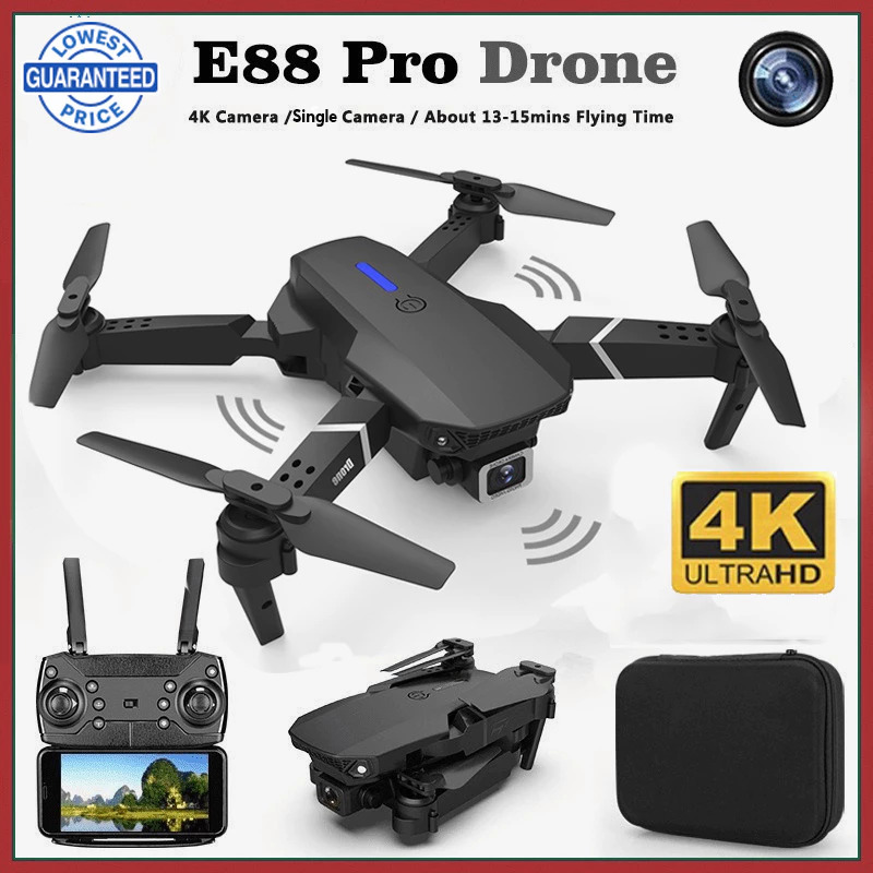 Drone E88 RC Quadcopter Foldable Portable WiFi FPV Drones With 4K HD Camera Photography Drones on Carousell