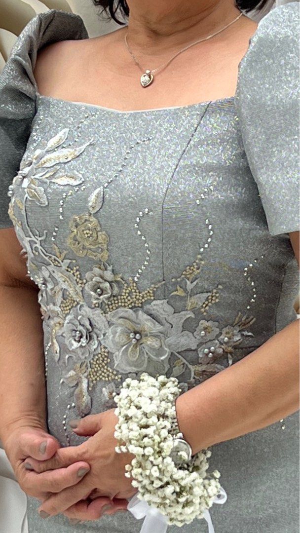 Gray filipiniana gown online
