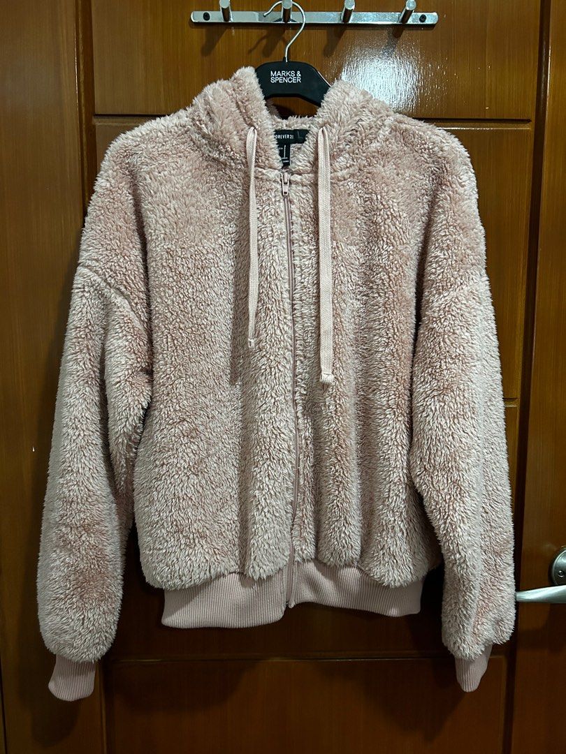 Forever 21 pink fluffy jacket new arrivals