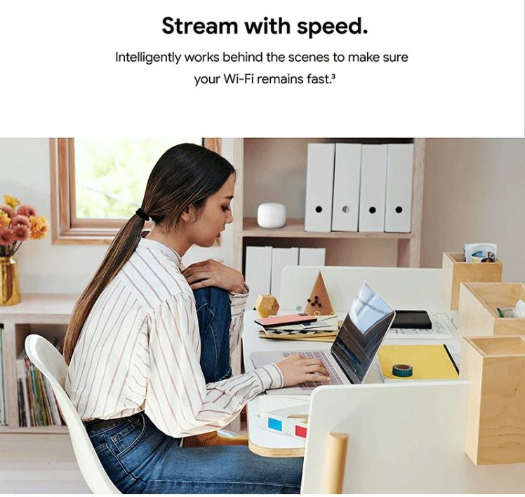 GOOGLE NEST WIFI MESH 3-PACK (Category: Networking) located in San Juan City. Submitted by urbangiz_greenhillsmall (Listing ID 1330294425, Image 3). Description: Product Details: This product includes 3 router units. Nest Wifi is a scalable and flexible Wi-Fi system. These Nest Wifi devices work together to blanket your whole home in fast, reliable Wi-Fi and eliminate buffering in every room – with coverage up to 4400 square feet.[1] 1 Wi-Fi rout