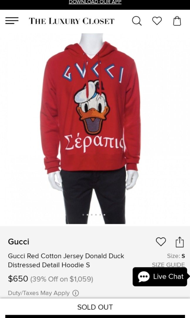 GUCCI DONALD DUCK HOODIE PULLOVER