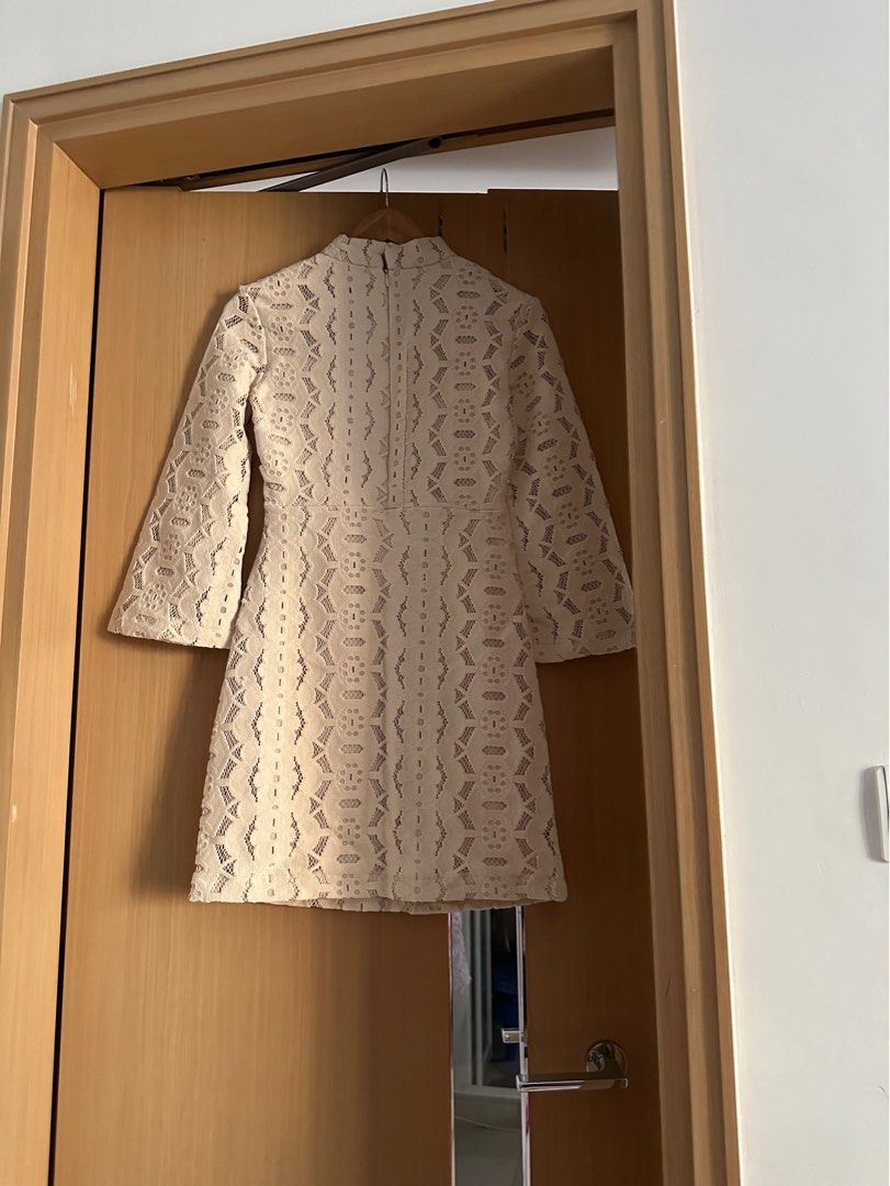H&M Beige Lace Mid Length Dress , , & , - Carousell