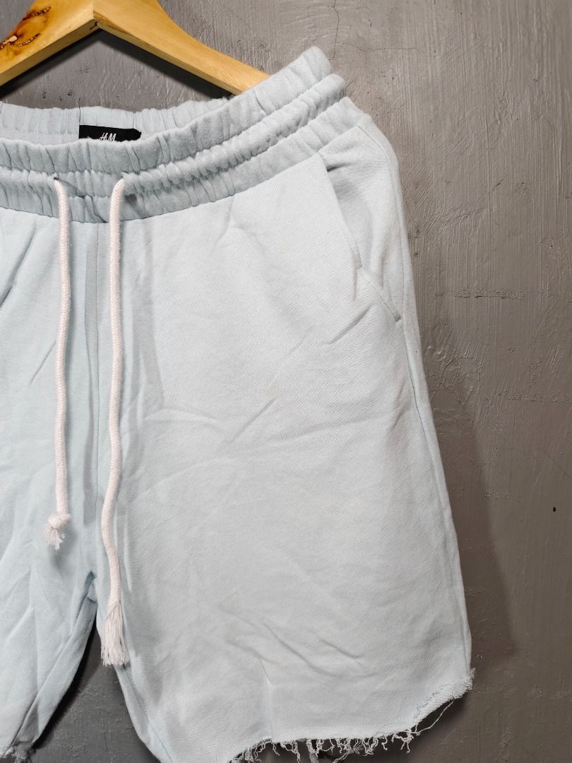 H M Powder Blue Sweat Short Men s Fashion Bottoms Shorts on Carousell