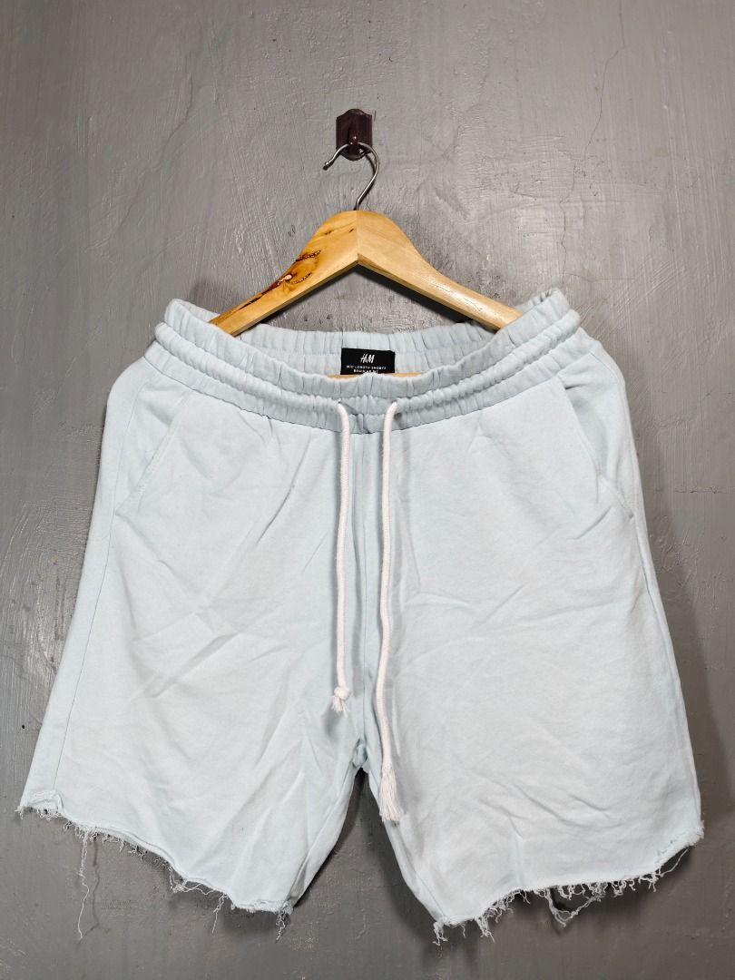 H M Powder Blue Sweat Short Men s Fashion Bottoms Shorts on Carousell