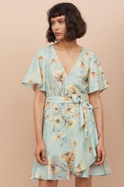 H&m floral wrap dress 2025
