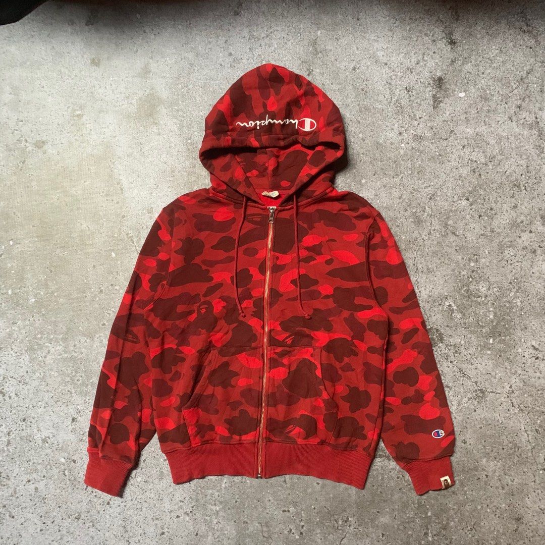 Hoodie Bape x Champion Bape x Champion Hoodie Second Preloved Fesyen Pria Pakaian Baju Luaran di Carousell