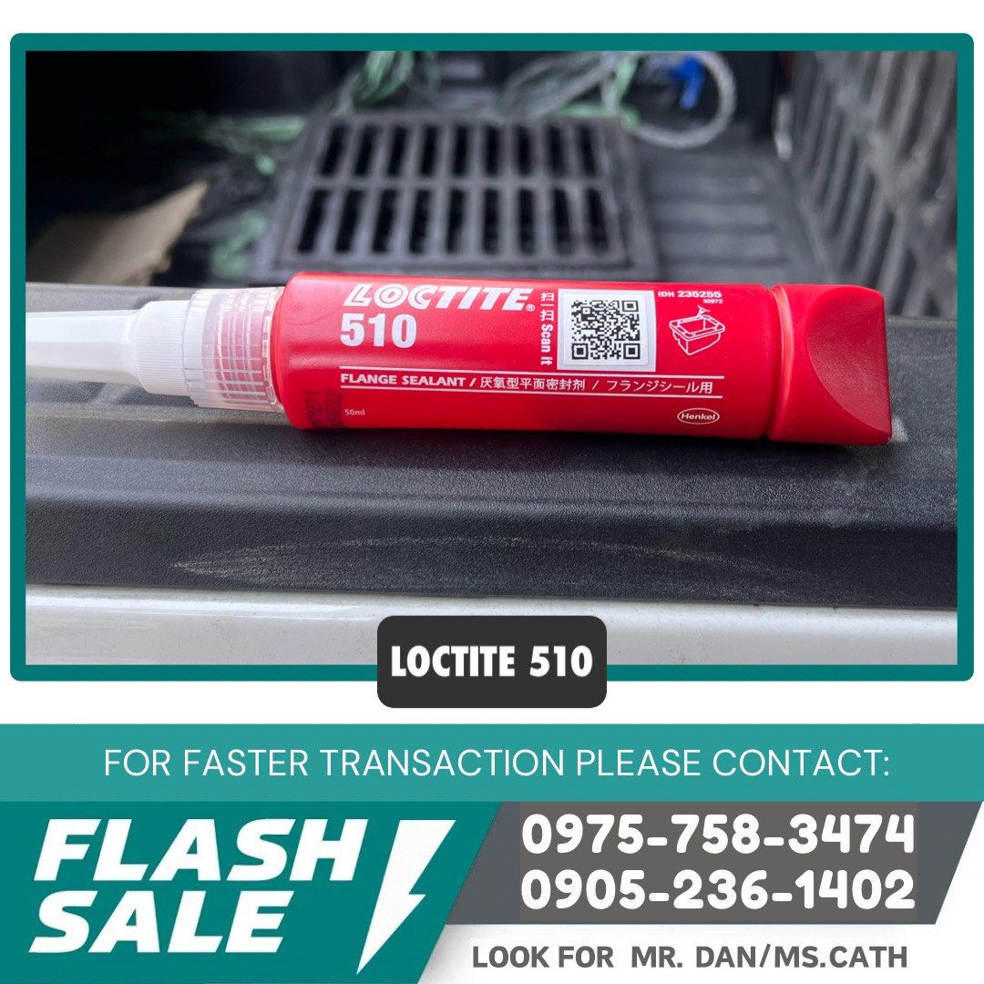 Loctite 510 (Category: Construction Tools & Equipment) located in Manila. Submitted by imdanpaolo10 (Listing ID 1330218772, Image 1). Description: FLASH SALE!! Loctite 510 For faster transaction please look for Mr. Dan/Ms. Cath OPEN FOR DELIVERY! Mode of payments •Bank Transfer •Gcash •Cash MESSAGE US NOW!.