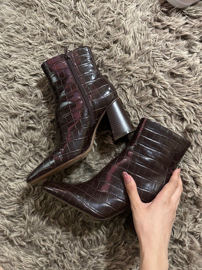 Mango croc effect ankle boots clearance
