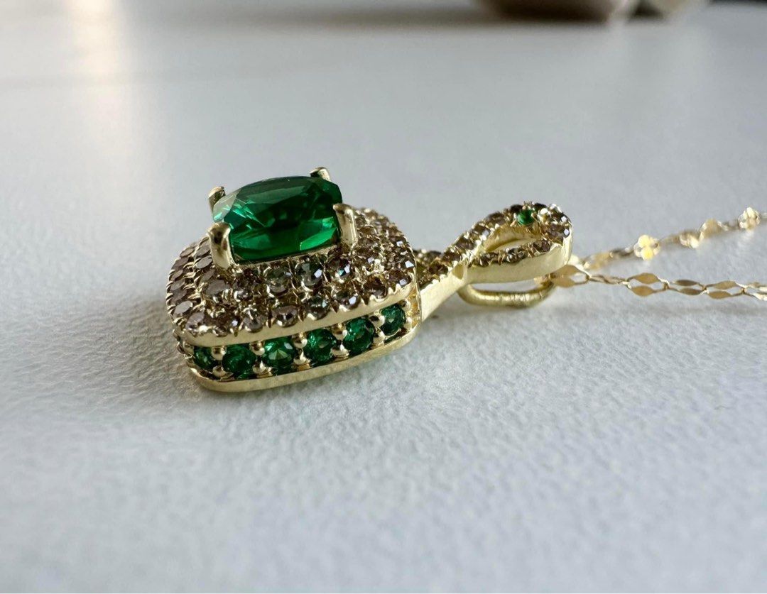 natural high grade Emerald with natural diamonds. (Category: Necklaces) located in Manila. Submitted by moiluxe (Listing ID 1330297089, Image 3). Description: ✨naturalw high grade Emerald with natural diamonds pendant only. 18 inches 18k gold necklace comes with certificate. REMINDERS‼️ We personally handpicked our items from pawnshop auctions and some are our clients pre-owned that we verified authenticity first before posting. we buy and sell t