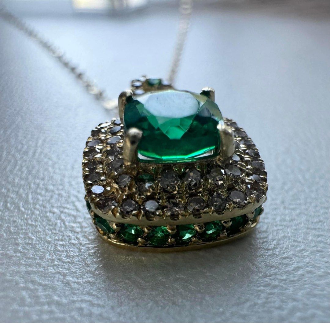 natural high grade Emerald with natural diamonds. (Category: Necklaces) located in Manila. Submitted by moiluxe (Listing ID 1330297089, Image 2). Description: ✨naturalw high grade Emerald with natural diamonds pendant only. 18 inches 18k gold necklace comes with certificate. REMINDERS‼️ We personally handpicked our items from pawnshop auctions and some are our clients pre-owned that we verified authenticity first before posting. we buy and sell t