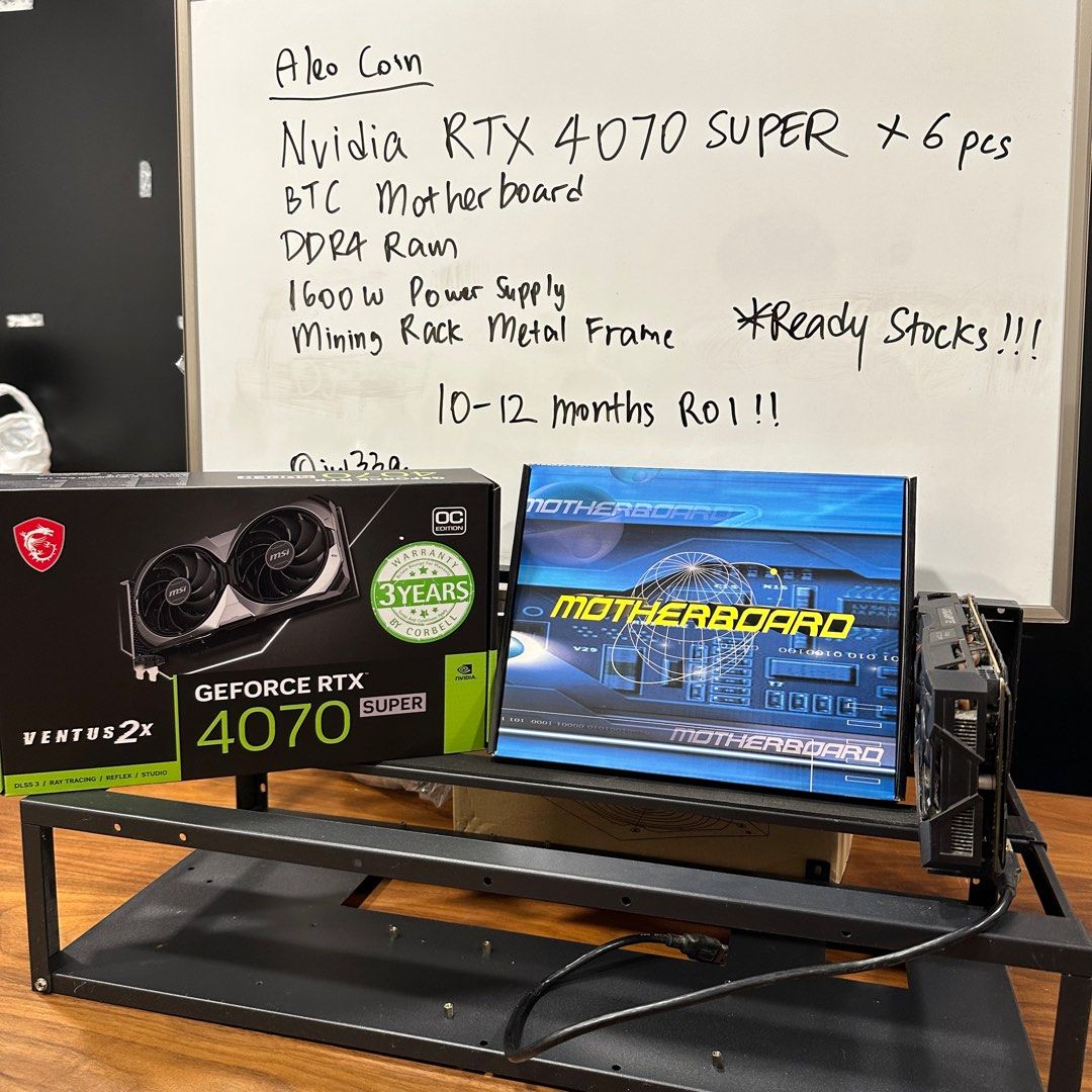 Nvidia RTX 4070 SUPER x6 Aleo Mining Rig (ROI 10-12Months), Computers &  Tech, Parts & Accessories, Computer Parts on Carousell