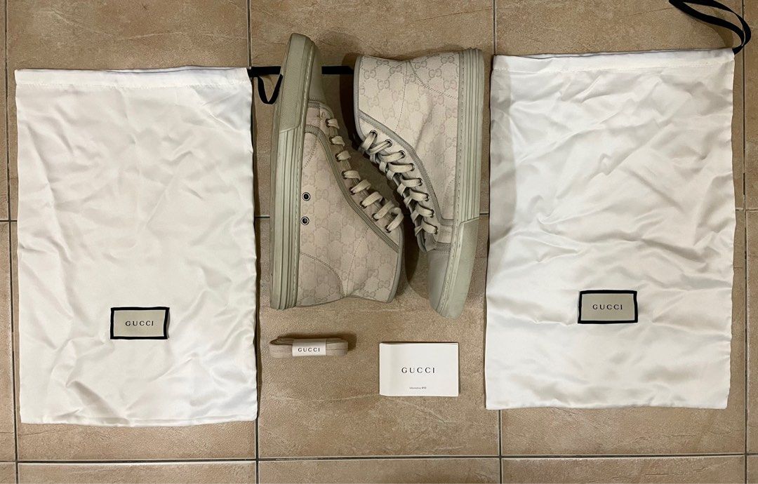 Original Gucci 426188 High Top White Beige Sneaker Men s Fashion Footwear Sneakers on Carousell
