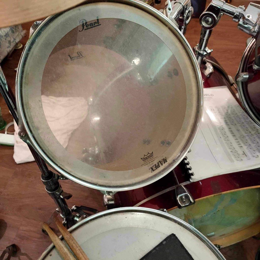Pearl Drum Set (Category: Musical Instruments) located in Baguio. Submitted by bobafatph (Listing ID 1330265598, Image 2). Description: Pearl Export Series 5 pc Drum Set - 5pc Pearl Export Series Drum set (bought for 50k) - Zildjian ZBT Cymbals Pack (bought for 25k) - Mapex mufflers FREE - 1 extra Cymbals stand (bought for 2500) - 1 extra Double Drum Pedal upgrade (bought for 3k-5k) - No drum throne Used- Like New Minimal to No scratches on Drum 