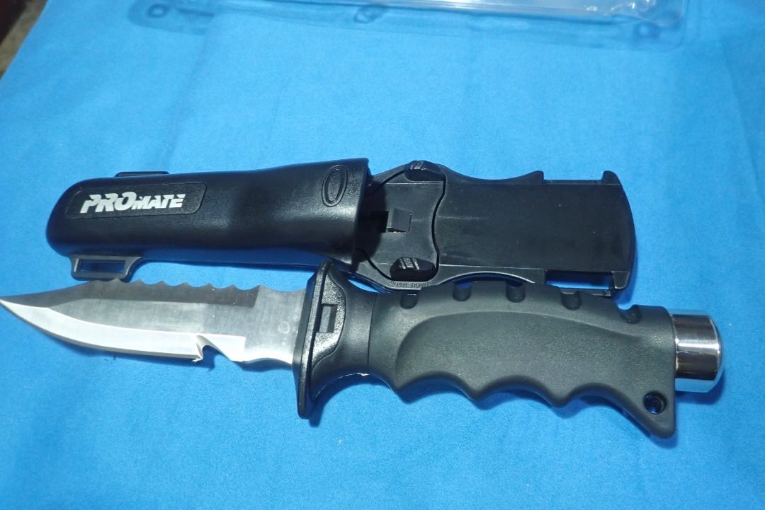 Scuba dive diving spearfishing tool new with sheath black (Category: Everything Else Others) located in Davao. Submitted by blake.auge (Listing ID 1330180141, Image 2). Description: Barracuda Sharp Tip Diving Knife (5 In Blade) brand new, never used 304 stainless steel blade Stainless steel hammer on handle bottom Quick release and adjustable straps Easy disassembling for cleaning and maintenance.