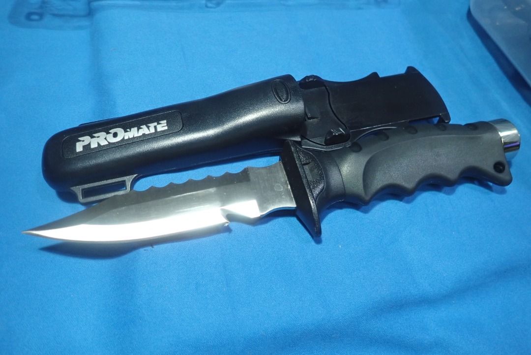 Scuba dive diving spearfishing tool new with sheath black (Category: Everything Else Others) located in Davao. Submitted by blake.auge (Listing ID 1330180141, Image 1). Description: Barracuda Sharp Tip Diving Knife (5 In Blade) brand new, never used 304 stainless steel blade Stainless steel hammer on handle bottom Quick release and adjustable straps Easy disassembling for cleaning and maintenance.