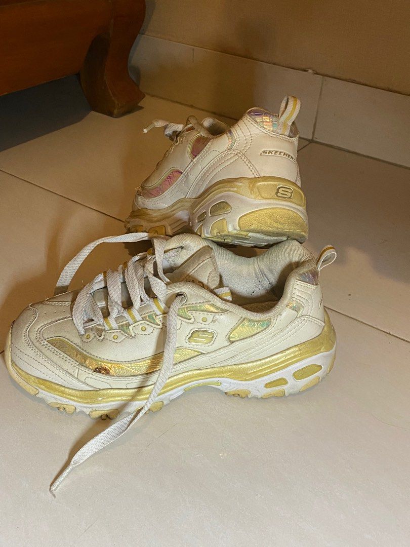 Skechers D Lites Hologram Beige Sz 37