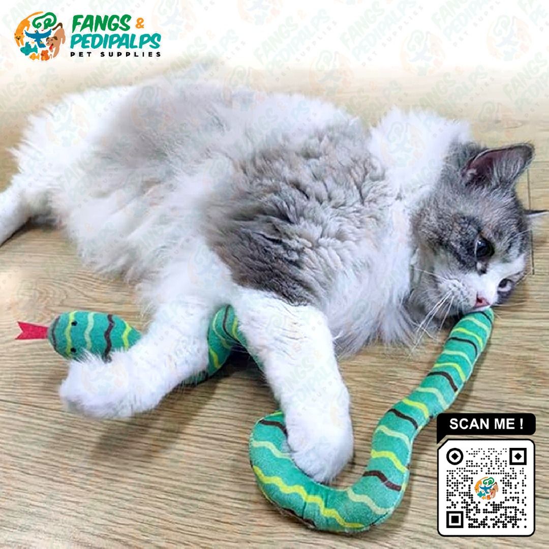 SNAKE PLUSH TOY WITH BUILT-IN CATNIP (Category: Homes & Other Pet Accessories) located in Taguig. Submitted by fangsnpedipalps (Listing ID 1266036273, Image 2). Description: Cat Plush Snake Toy with Built-in Catnip keep your cat busy and help reduce separation anxiety. Soft toys: Familiar soft toys help provide comfort and familiarity for your cat. Length: 52.0 cm Note: ✅ Please allow 1-3 mm error due to manual measurement. ✅ Due to the many vari