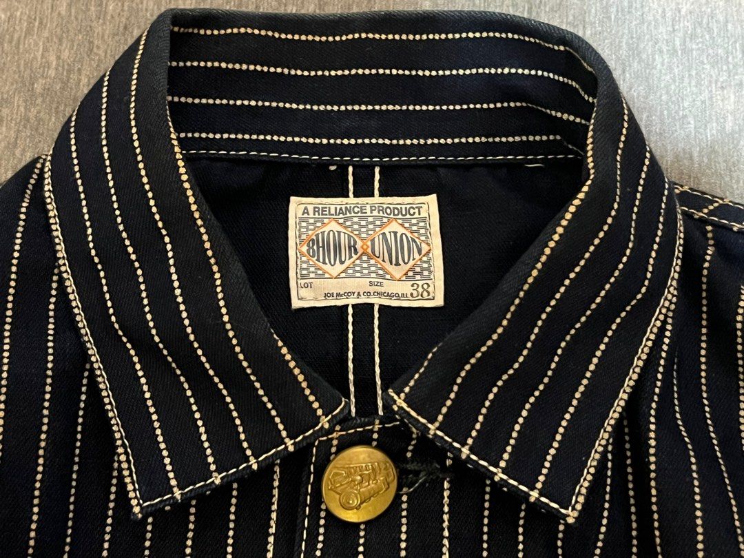 The Real McCoy's 8 Hour Union Indigo Wabash Stripe Chore Jacket