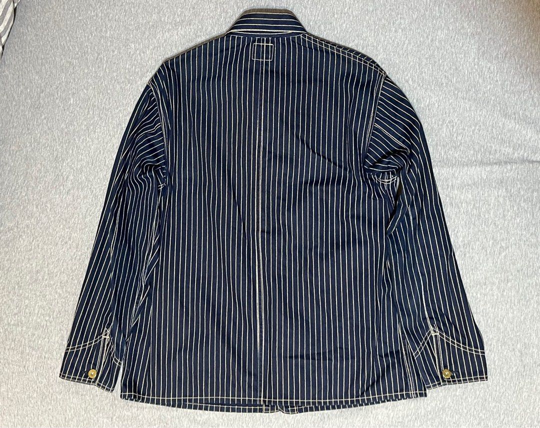 The Real McCoy's 8 Hour Union Indigo Wabash Stripe Chore Jacket