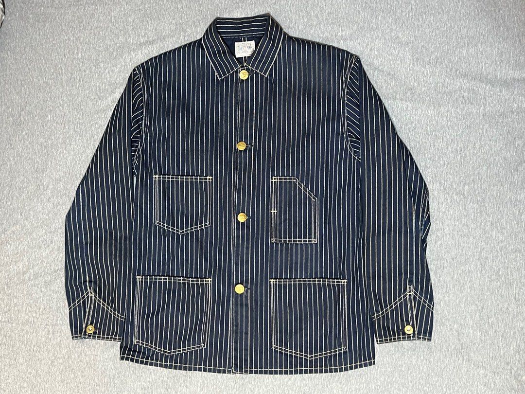 The Real McCoy's 8 Hour Union Indigo Wabash Stripe Chore Jacket