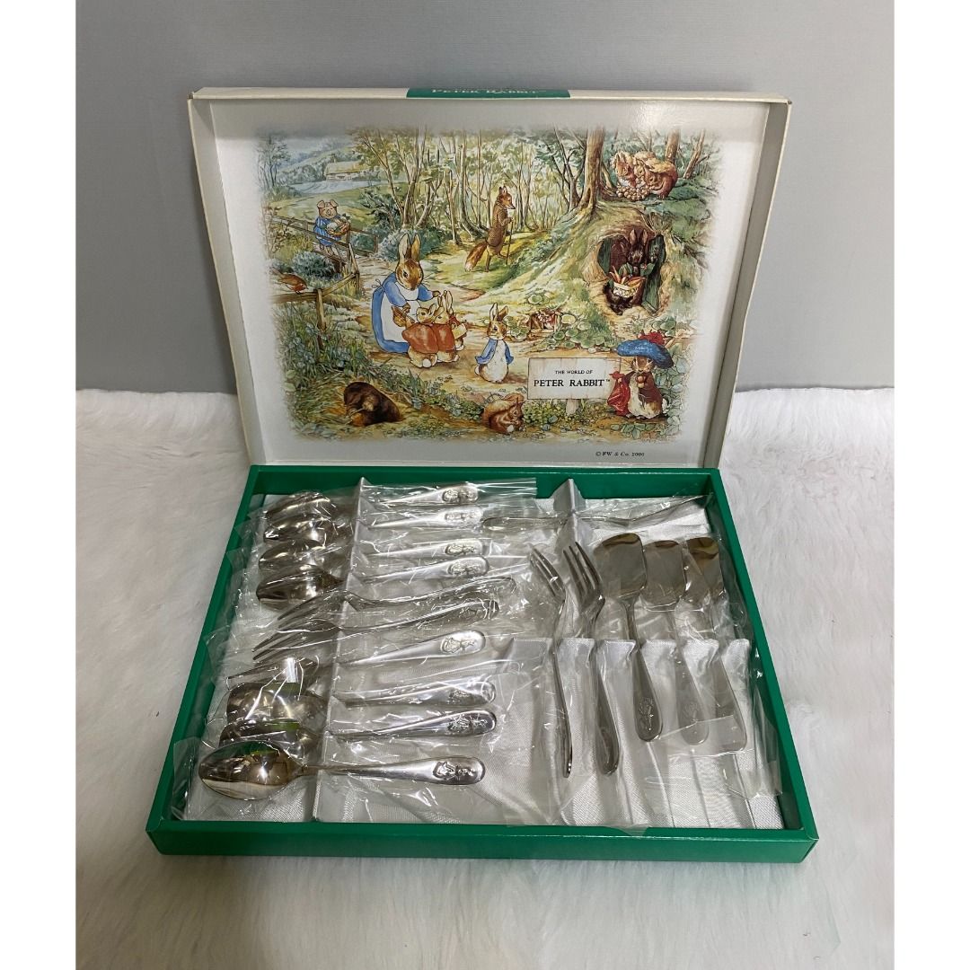 The World Of Peter Rabbit Silver Tone Stainless Steel Teaspoon Fork Set ...
