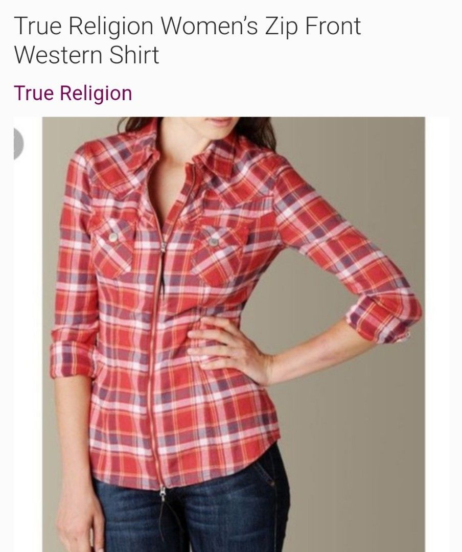 True religion womens zipfront western shirt vintage (Category: Luxury Apparel) located in Bayombong. Submitted by nica7 (Listing ID 1330308679, Image 1). Description: xs on tag.
