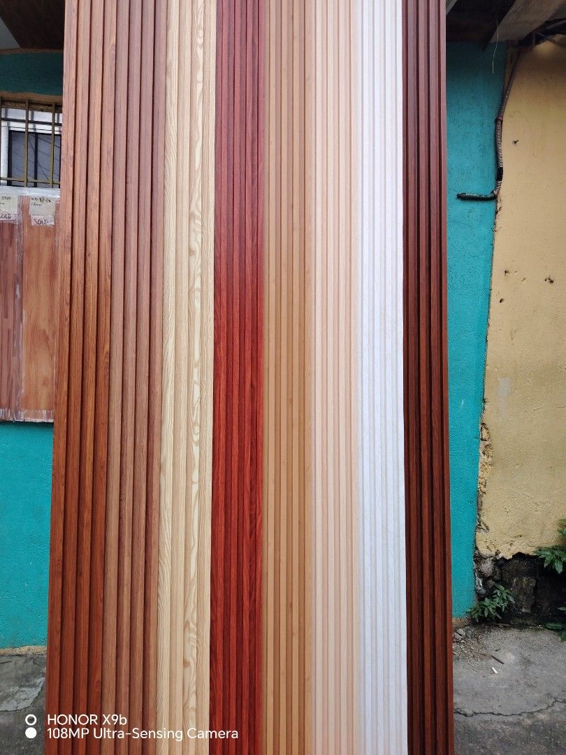 Wall cladding panel (Category: Wall Decor) located in Quezon City. Submitted by malou_castillo (Listing ID 1330321633, Image 2). Description: WPC FLUTED PANEL (Indoor type) Dimension 290CM x 15cm x8mm Price =350 290CM x15cm x 17mm Price= 360 290cm x 15cm x 25mm Price =380 (Outdoor type) 290CM x 22cm x26mm Price=1,050 ( Ceiling type) Length =3meter Width =20cm Thickness = 8mm Price = 250 each We have also UVboard sticker UVboard marble PU stone Vi