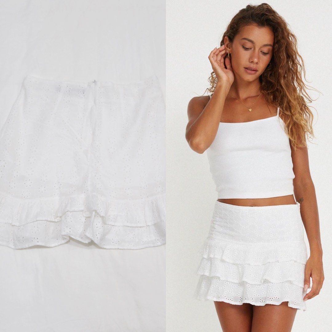 White ruffle skirt vintage on sale
