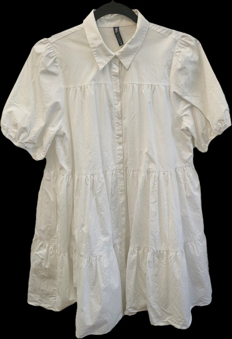 chinese dress ladies Zara Ivory White V Neck Textured Tiered Dress main image 0