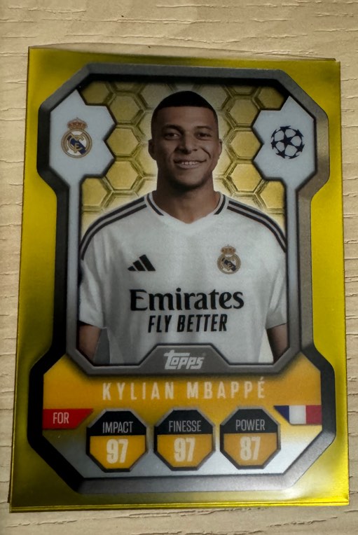 2024-25 Match Attax Kylian Mbappe Pro Elite Shield Chrome SH6 Foil