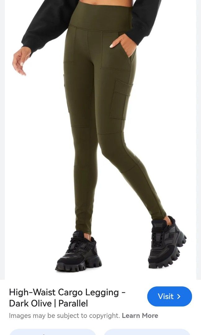 Alo dark olive green cargo leggings Women s Fashion Activewear on Carousell