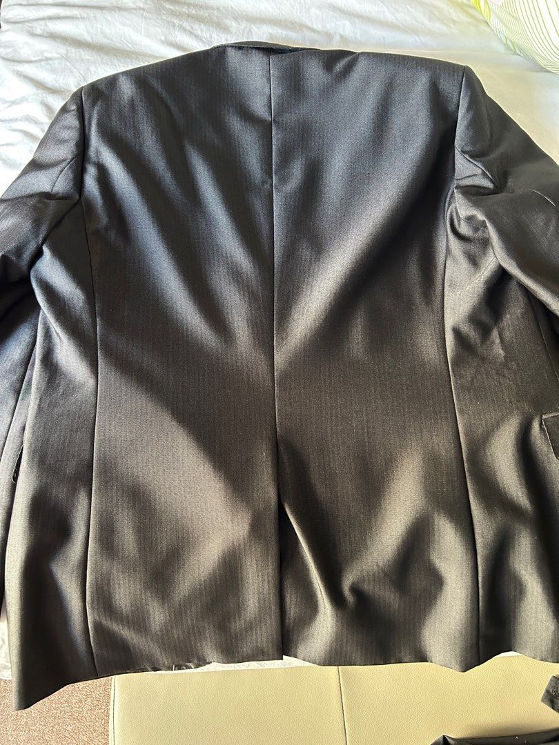 Arrow Suit - Coat & Pants, Dark Grey (Glossy) (Category: Coats, Jackets and Outerwear) located in Mandaluyong City. Submitted by bryan.bee (Listing ID 1330342058, Image 3). Description: Matching coat and pants for sale Coat is size L (52) Pants is size 36 Mall retail price is ₱11,000 Bought in Arrow Megamall, pre-pandemic, receipt no linger available Reason for Selling - decluttering .