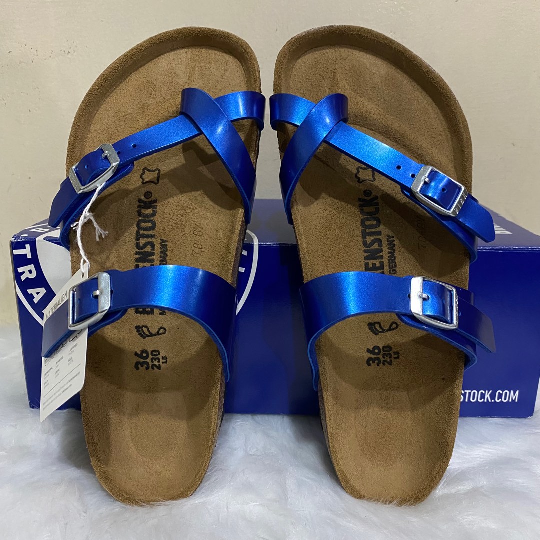 birkenstock mayari metallic blue