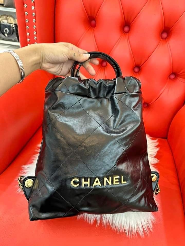 Chanel 22 Chain Backpack Quilted Calfskin Microchipped Medium Tote Bag Luxury Bags Wallets on Carousell