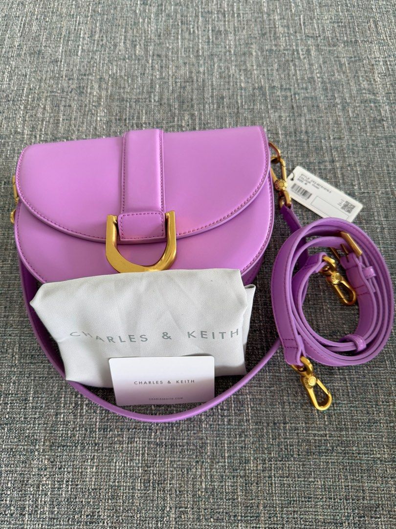 HOT Gabine Saddle Bag Charles And Keith Purple Bag Charles